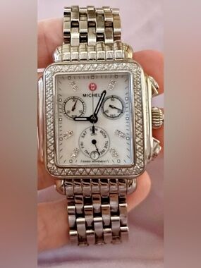 Michele Deco Stainless Diamond Watch